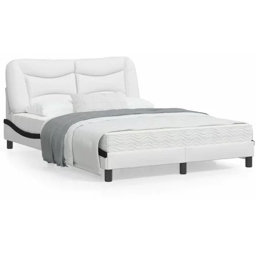 vidaXL Okvir kreveta LED bijelo-crni 140 x 200 cm od umjetne kože