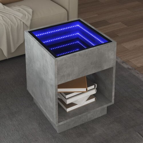 VidaXL Stolić s beskonačnim LED siva boja betona 40x40x50 cm Slike