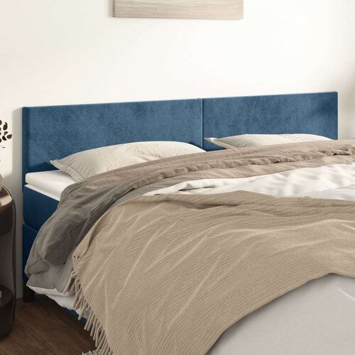  Posteljno vzglavje 2 kosa temno modro 90x5x78/88 cm žamet, (20952770) Slike
