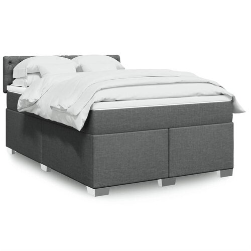 vidaXL Box spring postelja z vzmetnico temno siva 140x200 cm blago Cene