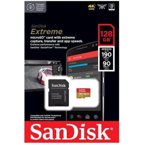 San Disk Extreme micro SDXC UHS-I 128GB 190MB/s A2 C10 V30 U3 Slike