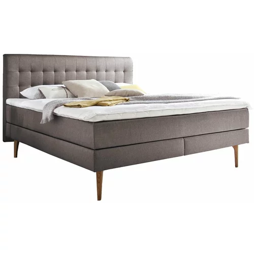 Meise Möbel smeđe-sivi tapecirani bračni krevet s madracem Massello, 180 x 200 cm