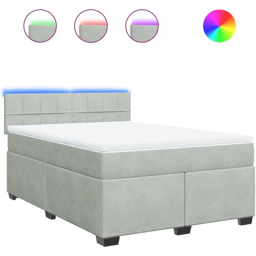 VidaXL Box spring postelja z vzmetnico svetlo siva 140x200 cm žamet, (21308970) Slike
