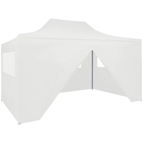 Sklopivi šator za zabave s 4 bočna zida 3 x 4,5 m bijeli