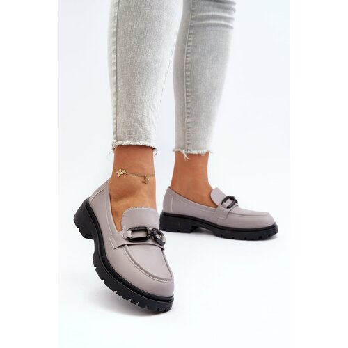 Kesi Women's Natural Leather Loafers Grey Imbleria Slike