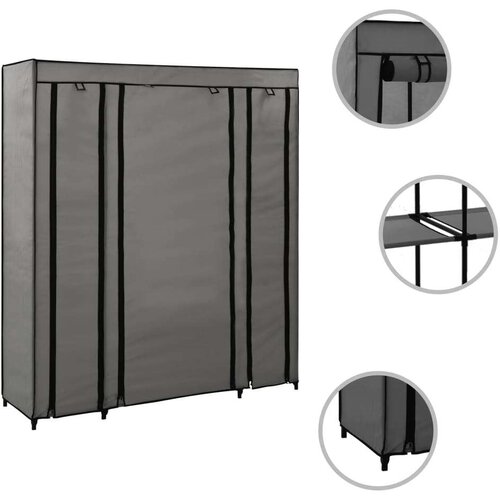 VidaXL Ormar od tkanine s odjeljcima i &amp;scaron;ipkama sivi 150 x 45 x 176 cm Slike