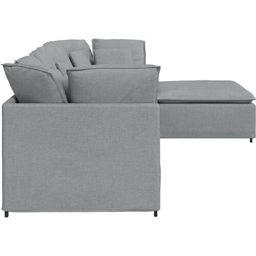  Modularna sofa s podnožjem i jastucima, tkanina, svijetlo siva Slike