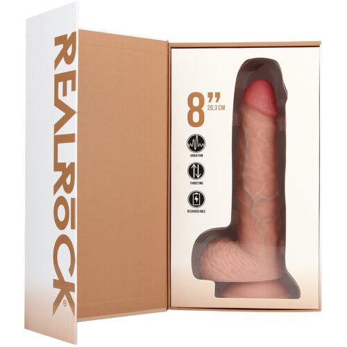 REALROCK vakuumski prianjajući dildo s vibratorom - prirodni (20,5 cm) Slike