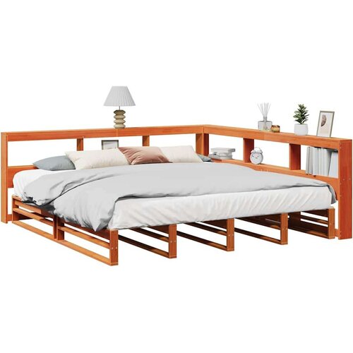  Knjižna postelja brez vzmetnice vošč. rjava 180x200 cm borovina, (21792213) Cene