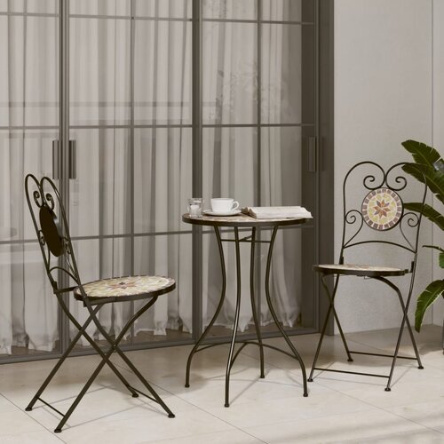 Bistro set s mozaikom terakota i bijelo od željeza i keramike Cene