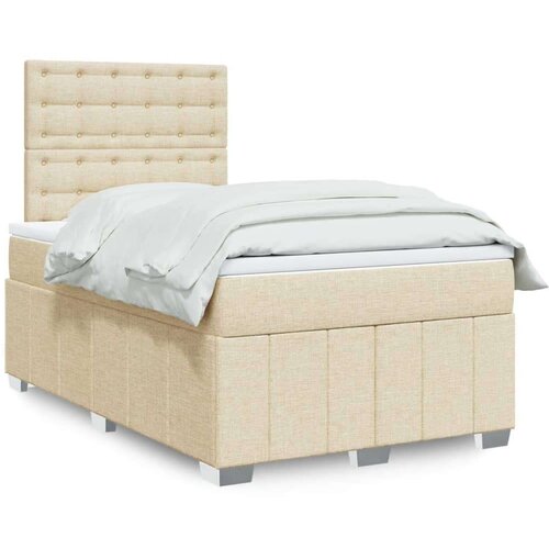  Krevet s oprugama i madracem krem 120 x 200 cm od tkanine Slike