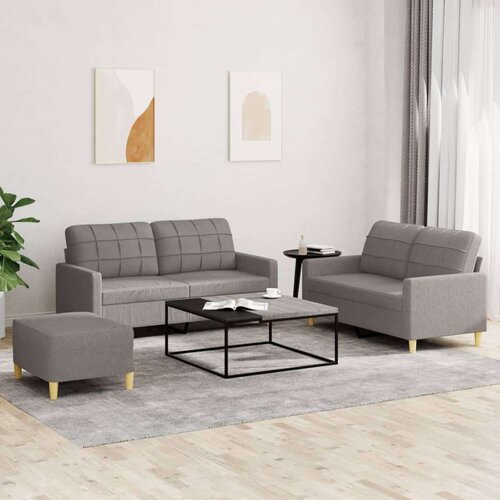  3-dijelni set sofa s jastucima smeđesivi od tkanine Cijene