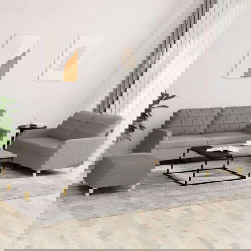  3-dijelni set sofa s jastucima smeđesivi od tkanine Slike
