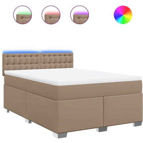 vidaXL Box spring postelja z vzmetnico kapučino 140x200cm umetno usnje, (21304593) Cene