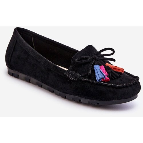 Kesi Suede Moccasins With Bow And Fringe Black Dorine Cijene