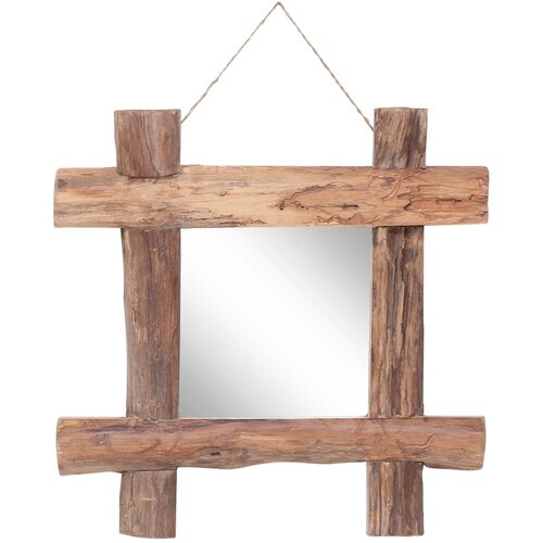 VidaXL Ogledalo od cjepanica prirodna boja 50 x 50 cm obnovljeno drvo Slike
