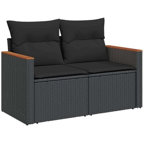  6-dijelni set vrtnih sofa s jastucima crni od poliratana Slike