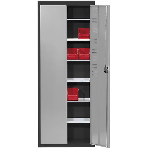 mauser Skladiščna omara, brez odprtih skladiščnih posod, VxŠxG 1740 x 680 x 280 mm, dve barvi, korpus črn, vrata siva