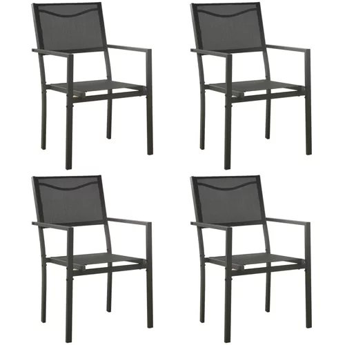  Vrtne stolice 4 kom od tekstilena i čelika crne i antracit