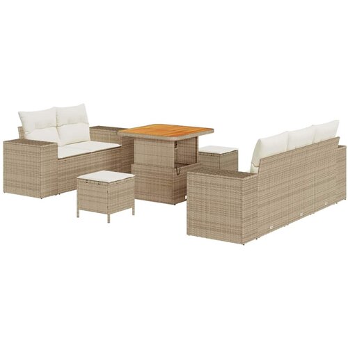 vidaXL Vrtna sedežna garnitura 8 pcs Bež in smetanova Poliratan, (5000133472) Cene