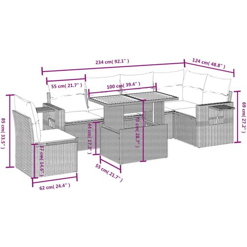 vidaXL 7-dijelni set vrtnih sofa sivi od poliratana Cijene