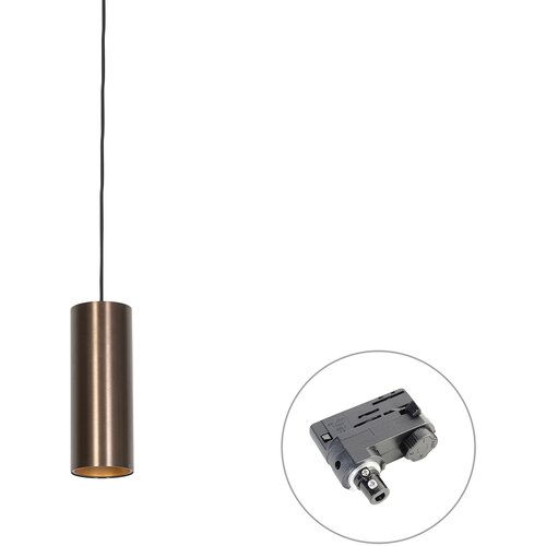 QAZQA Professional Dizajnerska viseča svetilka temno bronasta vklj. adapter za tirnico 3-fazna - 3-Phase Tubo Slike