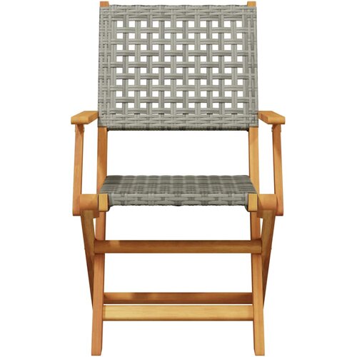  3-dijelni bistro set od poliratana i masivnog drva sivi Siva 70 x 75 cm Slike