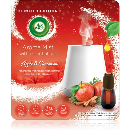 Air Wick Magic Winter Apple & Cinnamon aroma difuzer s punjenjem + baterija White Difuser 20 ml
