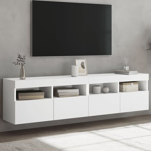 vidaXL Zidni TV ormarići s LED svjetlima 2 kom bijeli 80 x 30 x 40 cm Cene