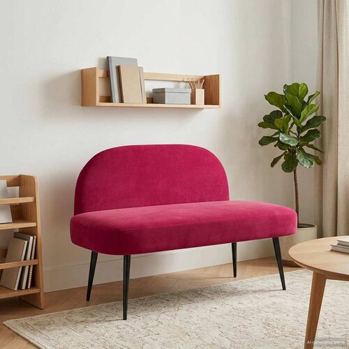  Oblikovana klupa s naslonjačem boja crnog vina 110 x 60 x 76 cm Cijene