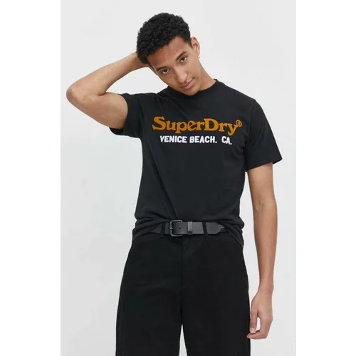 Superdry Majica kratkih rukava za muškarce, boja: crna, s tiskom