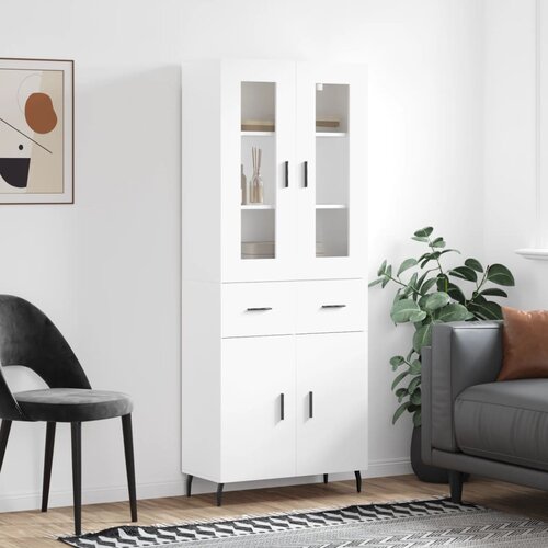 vidaXL Visoka omara bela 69,5x34x180 cm inženirski les Cene