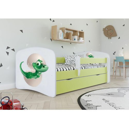 Drveni dečiji krevet mali dino sa fiokom - zeleni - 180x80 cm Cene