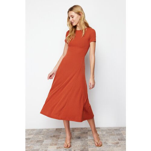 Trendyol Flounce Tile Skirt Elastic Knitted Maxi Dress Slike