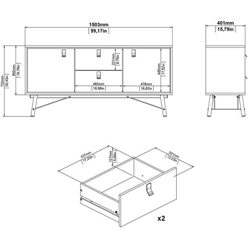 Tvilum Komoda u dekoru hrasta u prirodnoj boji 150x72x40 cm Ry &amp;ndash; Slike