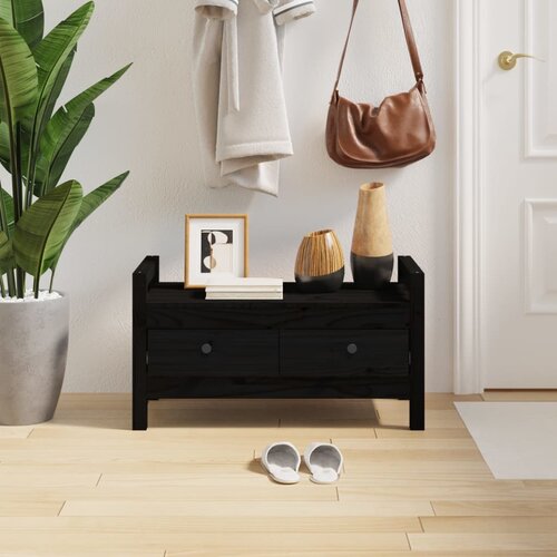The Living Store Klop za predsobo črna 80x40x43 cm trdna borovina - Klop Za Predsobo, (21486021) Slike