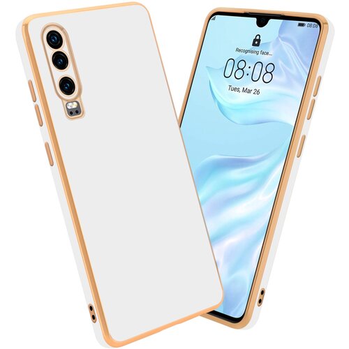 Cadorabo Ohi&scaron;je, združljiv s Huawei v sijajnem belem - zlatu - za&scaron;čitni pokrov iz fleksibilnega silikona TPU in z za&scaron;čito pred kamero, (20602895) Cene