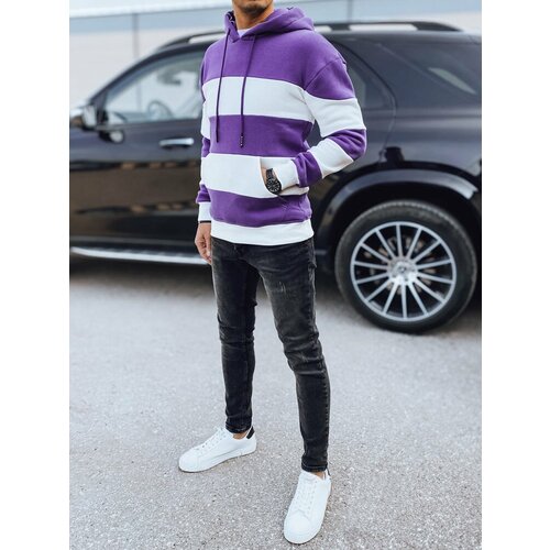 DStreet Men's purple-white striped hoodie Cene