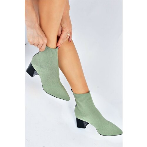 Fox Shoes Green Knitwear Women's Thick Heeled Boots Slike