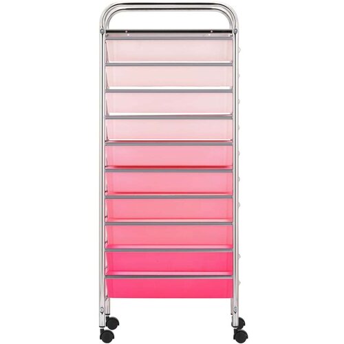  Pokretna kolica za pohranu s 10 ladica ombre roza plastična Slike