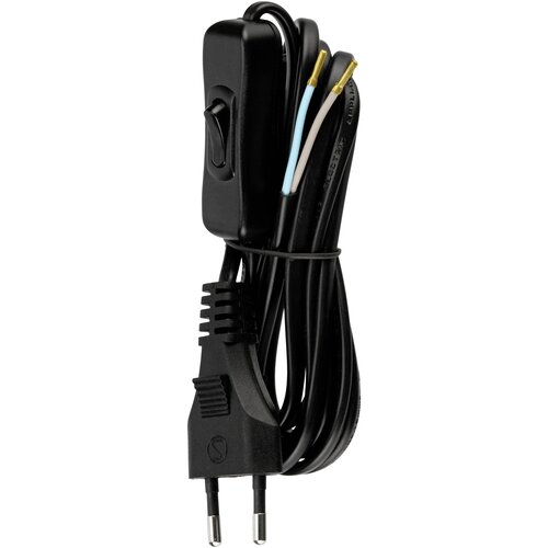 REV Kabel Euro plastični H03VVH2 2x0\,75&amp;sup2; s stikalom 2m črn 0505681555 tok priključni kabel črna 2 m, (20519252) Slike