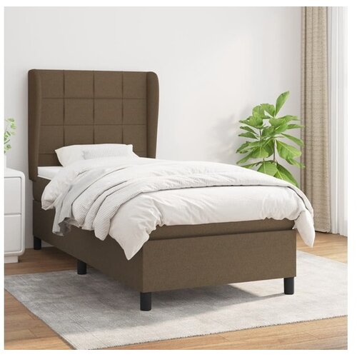  Box spring postelja z vzmetnico temno rjav 90x190 cm blago Cene
