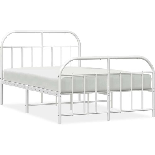 VidaXL Metalni okvir kreveta uzglavlje i podnožje bijeli 120x190 cm Slike
