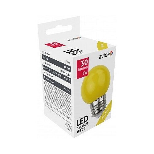 Avide LED SIJALICA E27 G45 1W ZUTA Slike