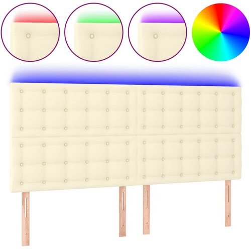  LED uzglavlje krem 160x5x118/128 cm od umjetne kože Slike