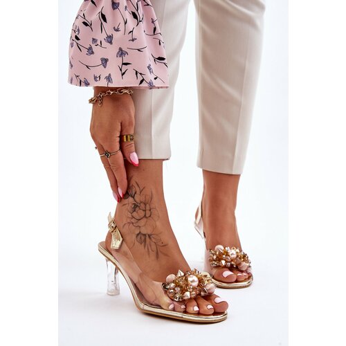 Kesi Elegant transparent sandals with Lilah gold decoration Slike
