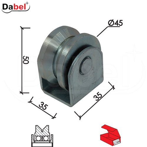 Dabel točak za kliznu kapiju T1008 ZnB fi 45Yx50/35x35mm 2 ležaja PAKX 0105692 Slike