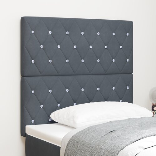 VidaXL LED uzglavlje Tamno sivo 100 cm Bar&amp;scaron;un, uzglavlje s kristalnim dugmadi tamno sivo 200 cm Bar&amp;scaron;un Slike