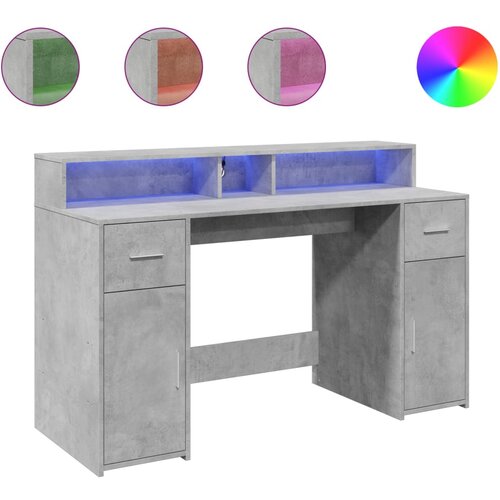 Maison Chic Pisalna miza - pisarniška miza - Računalniška miza z LED lučkami betonsko siva 140x55x91 cm inž. les, (21785203) Cene