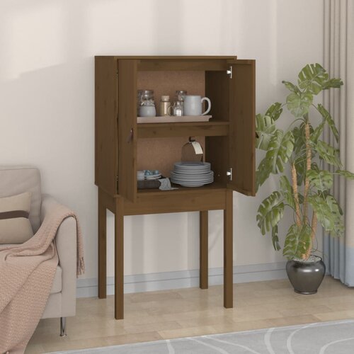 VidaXL Visoka omara medeno rjava 60x40x120 cm trdna borovina Slike